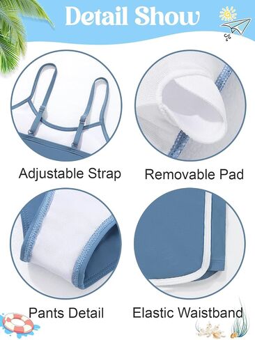 Girls 2 Piece Swimsuits with Shorts Spaghetti Strap Bikini Set Bathing Suit Beach Swimwear for Teen Girls in Saudi Arabia
