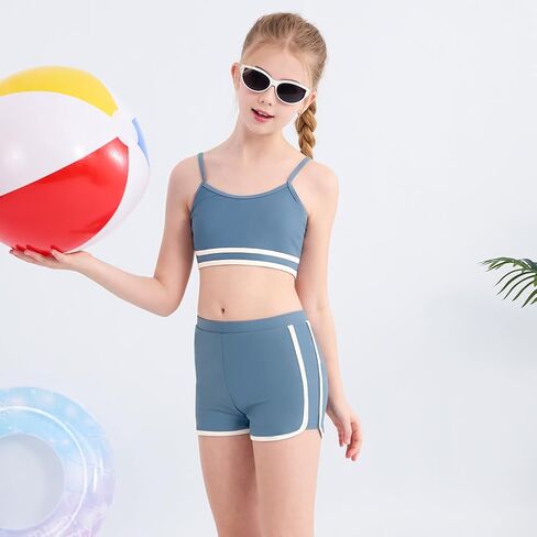 Girls 2 Piece Swimsuits with Shorts Spaghetti Strap Bikini Set Bathing Suit Beach Swimwear for Teen Girls in Saudi Arabia