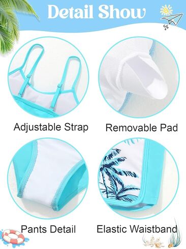 Girls 2 Piece Swimsuits with Shorts Spaghetti Strap Bikini Set Bathing Suit Beach Swimwear for Teen Girls in Saudi Arabia
