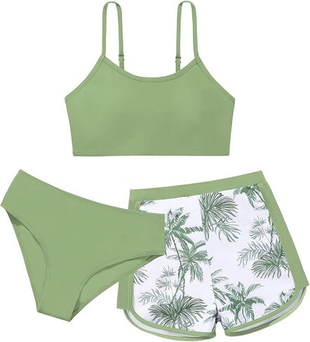 Girls 2 Piece Swimsuits with Shorts Spaghetti Strap Bikini Set Bathing Suit Beach Swimwear for Teen Girls in Saudi Arabia