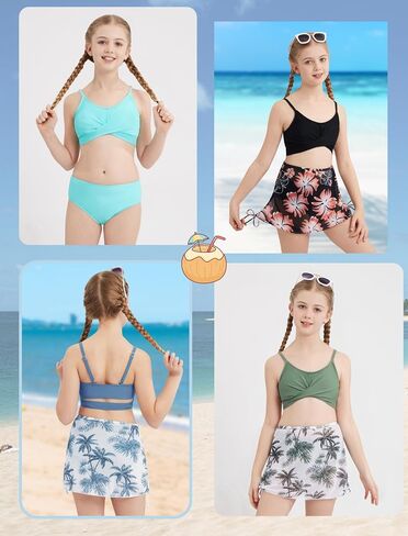 Weixinbuy Girl's Swimsuit 3 Piece Bathing Suit Criss Cross Spaghetti Strap Bikini Sets with Cover Up Skirt Beach Swimwear in Saudi Arabia