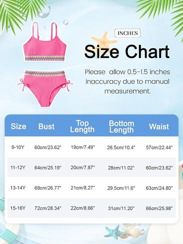 Patgoal Girls Swimsuits Teen Girls Two Piece Bathing Suit High Waist Bikini Set with Chest Pad Color Block Swimwear 9-16T in Saudi Arabia