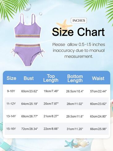 Patgoal Girls Swimsuits Teen Girls Two Piece Bathing Suit High Waist Bikini Set with Chest Pad Color Block Swimwear 9-16T in Saudi Arabia