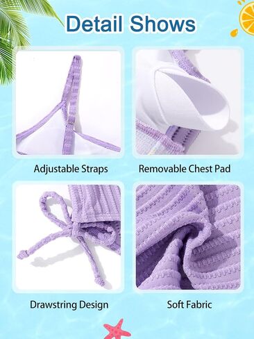Patgoal Girls Swimsuits Teen Girls Two Piece Bathing Suit High Waist Bikini Set with Chest Pad Color Block Swimwear 9-16T in Saudi Arabia