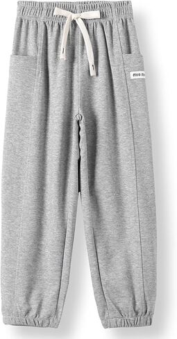 Girls' Boys Sweatpants Casual Baggy Joggers Kids Athletic Cinch Bottom Pants with Pockets & Drawstring in Kuwait