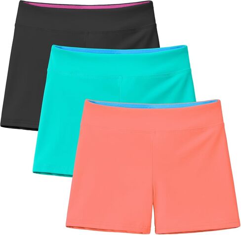 Hasmes 3 Pack Girls Bike Shorts Athletic Dance Cheer Germnastics Spandex Cartwheel Shorts للأطفال من 4 إلى 12 عامًا in Kuwait