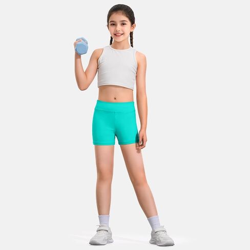 Hasmes 3 Pack Girls Bike Shorts Athletic Dance Cheer Germnastics Spandex Cartwheel Shorts للأطفال من 4 إلى 12 عامًا in Kuwait