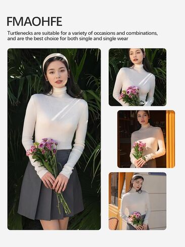 Turtle Necks Tops for Women 2025 Cute Knitted Warm Fitted Sweater Business Outfits Turtleneck Sweaters for Women in Saudi Arabia