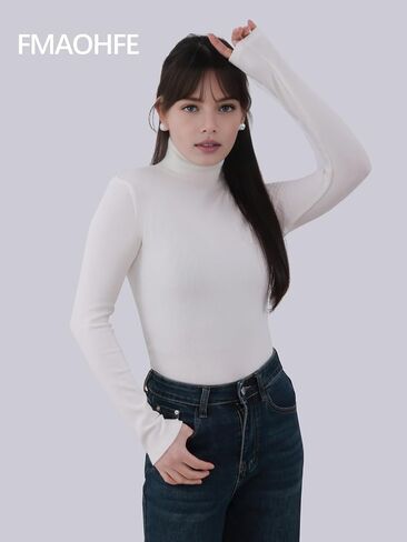 Turtle Necks Tops for Women 2025 Cute Knitted Warm Fitted Sweater Business Outfits Turtleneck Sweaters for Women in Saudi Arabia