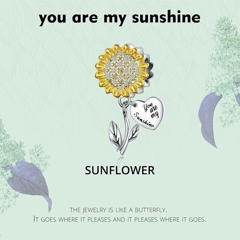Hutou Sunflower Charm ملاءمة لسوار السحر وقلادة ، أنت هدايا سحر أشعة الشمس الخاصة بي للنساء المتألقة AAA Zircon معبدة in Kuwait