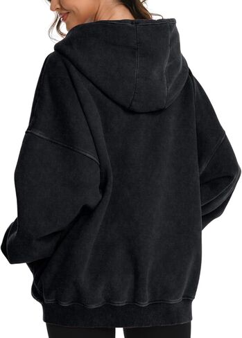 FAIABLE Womens Mens Zip Up Hoodie Oversized Acid Wash Hoodies Heavyweight Distress Cotton Fleece Zipper Hoodie Vintage in Kuwait