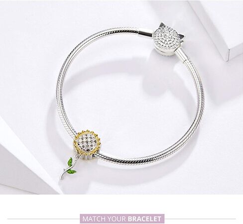 Hutou Sunflower Charm ملاءمة لسوار السحر وقلادة ، أنت هدايا سحر أشعة الشمس الخاصة بي للنساء المتألقة AAA Zircon معبدة in Kuwait