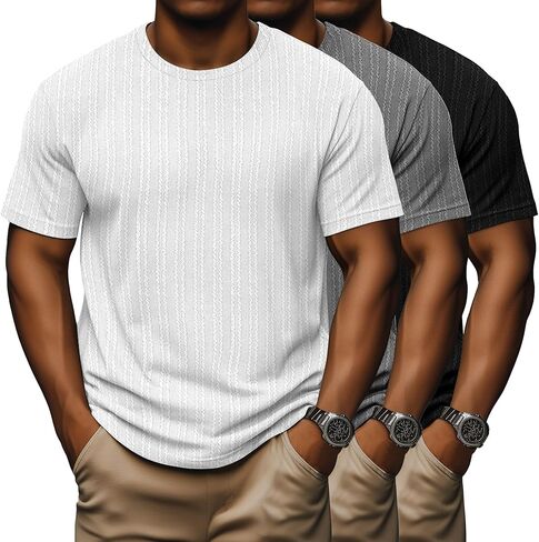 3 Pack Men's Big and Tall T-Shirts, Short Sleeve Crewneck Shirt Causal Dry Fit T-Shirt Athletic Running Gym Tee Tops in Kuwait