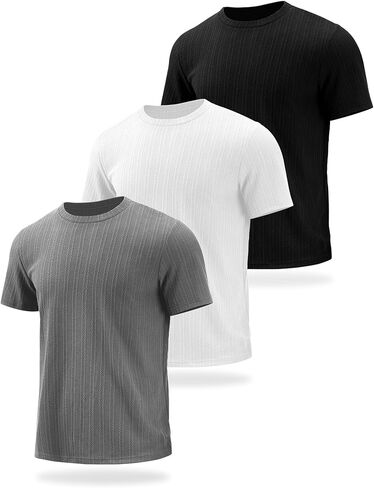 3 Pack Men's Big and Tall T-Shirts, Short Sleeve Crewneck Shirt Causal Dry Fit T-Shirt Athletic Running Gym Tee Tops in Kuwait