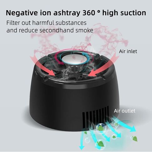 Smokeless Ashtrays for Cigarettes Indoor,Smokeless Ash tray for Home,Smoke Buddy Air Purifier,Smoke Eaters for Cigarette Smoke - Black in Saudi Arabia