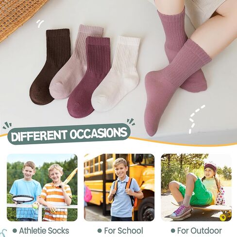 Dosmart Kids Girls Boys Socks الشباب في سن المراهقة الرياضة الرياضية الرياضية لينة الجوارب طاقم القطن الناعم التنفس 5 أزواج in Kuwait
