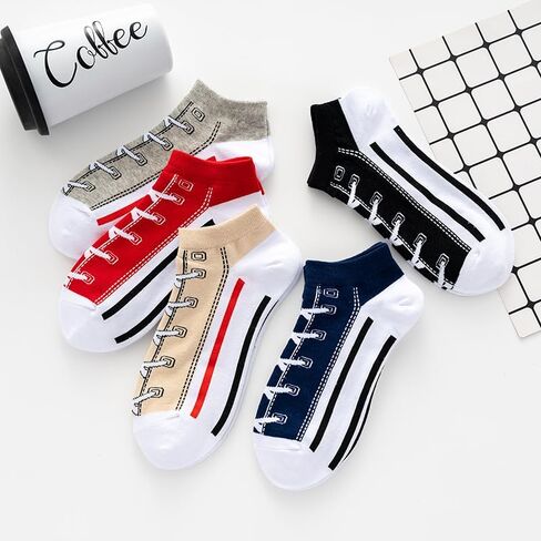 Pack of 5 Boys Funny Shoelaces Ankle Socks Mens Low Cute Casual Socks Unisex Couple Style in Saudi Arabia