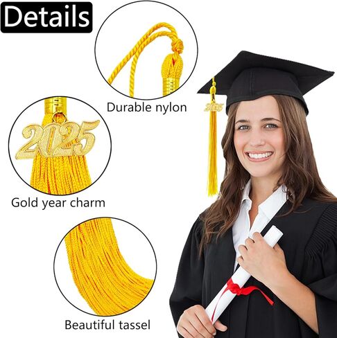 2024 Graduation Tassel, Royal Blue and White Tassel for Graduation Cap with 2024 Year Gold Charm for Graduation Ceremony Tassel Accessories in Kuwait