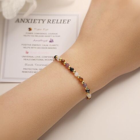 Anxiety Relief Items Bracelet for Women, Depression Stress Relief Anti Anxiety Gifts Spiritual Jewelry Natural Healing Crystals for Calm & Balance in Kuwait