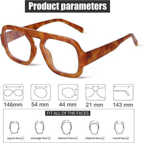ADE WU Fashion Glasses for Women 70s Vintage Non Prescription Glasses Frames Retro Square Aviator Fake Glasses in Saudi Arabia