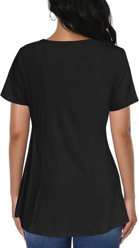 Afibi Women's Short Sleeve Tops for Women Crewneck Casual Pleated Tunic Tops Loose Fit Shirts Blouses in Saudi Arabia