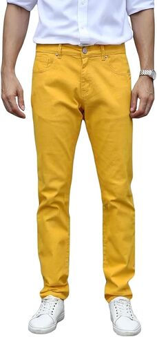 TEGIAS Men's Slim-Fit Stretch Plaid Jean Classic Comfort Regular Fit in Kuwait