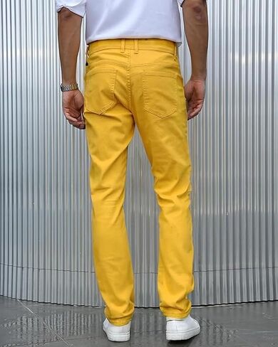 TEGIAS Men's Slim-Fit Stretch Plaid Jean Classic Comfort Regular Fit in Kuwait