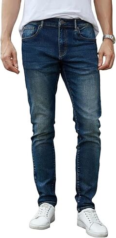 TEGIAS Men's Slim-Fit Stretch Plaid Jean Classic Comfort Regular Fit in Kuwait