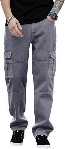 Verdusa Men's Casual Denim Cargo Pants Jeans with Cargo Pockets in Kuwait
