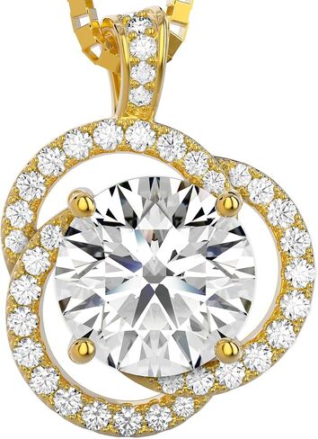 Moissanite Necklace for Women, 1ct 2ct 3ct, GRA Certified Rose Gold, Gold & Sterling Silver Swirling Moissanite Pendant Jewelry Gift for Her – Wife, Anniversary, Wedding, Valentine's Day, Birthday in Saudi Arabia