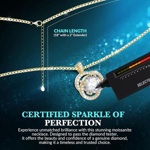 Moissanite Necklace for Women, 1ct 2ct 3ct, GRA Certified Rose Gold, Gold & Sterling Silver Swirling Moissanite Pendant Jewelry Gift for Her – Wife, Anniversary, Wedding, Valentine's Day, Birthday in Saudi Arabia