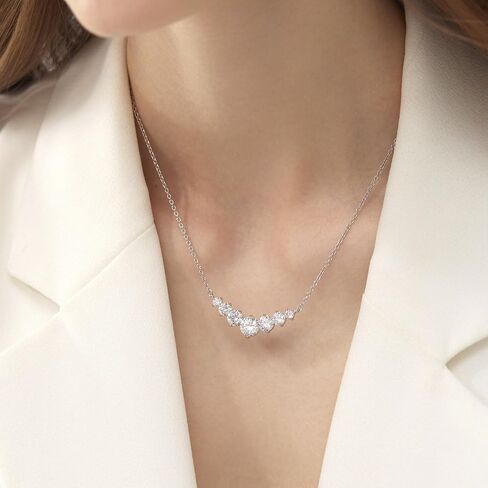 Moissanite Necklace for Women, 2.8–4.5 Carat Lab Created Diamond Pendant, Anniversary or Wedding Necklace for Wife, Elegant Sterling Silver Gift for Her, Birthday or Christmas Jewelry in Saudi Arabia