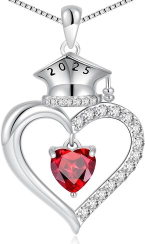 2025 Graduation Gifts for Her - S925 Sterling Silver Heart Graduation Cap Birthstone Necklaces, Class of 2025 High School College Graduation Gifts for Her in Saudi Arabia
