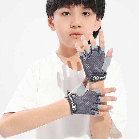 Kids Cycling-Half-Gloves with Non-Slip - Adjustable-Mesh-Breathable Gel-Biking-Gloves for Boys Girls in Kuwait