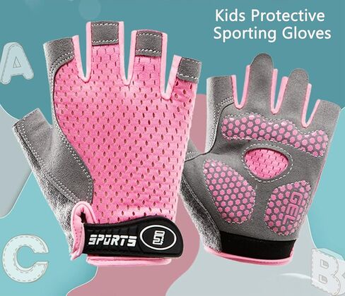 Kids-Cycling-Gloves Hand-Protective Half-Finger Anti-Slip-Gel Breathable for Gym in Saudi Arabia