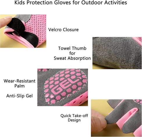 Kids-Cycling-Gloves Hand-Protective Half-Finger Anti-Slip-Gel Breathable for Gym in Saudi Arabia