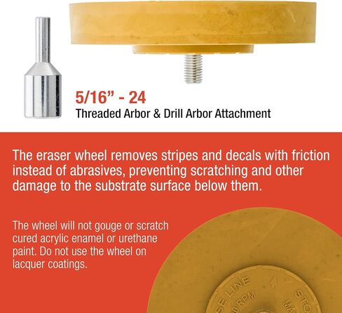 TCP Global Rubber Eraser Wheel مع محول الحفر (Pack of 4) Remover Remover Wheel - أداة إزالة الملصقات - إزالة pinstripe - أداة إزالة الشعار - تزيل المواد اللاصقة على السيارة والسيارات والقوارب و RV & Signs in Kuwait