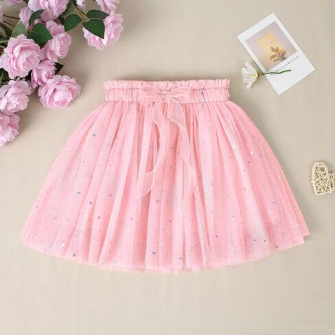 LYSMuch 3T-10Y Toddler Girls Tutu Skirt Stars Sequins Girl Short Skirts Princess Birthday Party Sparkle Bow Tulle Dress in Saudi Arabia