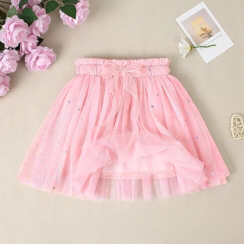 LYSMuch 3T-10Y Toddler Girls Tutu Skirt Stars Sequins Girl Short Skirts Princess Birthday Party Sparkle Bow Tulle Dress in Saudi Arabia