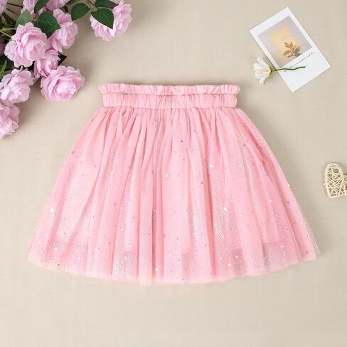 LYSMuch 3T-10Y Toddler Girls Tutu Skirt Stars Sequins Girl Short Skirts Princess Birthday Party Sparkle Bow Tulle Dress in Saudi Arabia