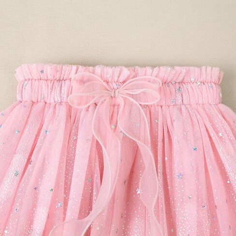 LYSMuch 3T-10Y Toddler Girls Tutu Skirt Stars Sequins Girl Short Skirts Princess Birthday Party Sparkle Bow Tulle Dress in Saudi Arabia