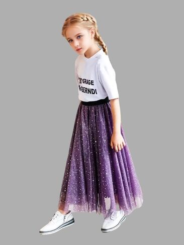Jastore Girls Tulle Tulle تنانير A-Line Mesh Skirt Long Tutu Chairts Dress Stars Seleds Tutu Skirt for Toddler Girls in Kuwait
