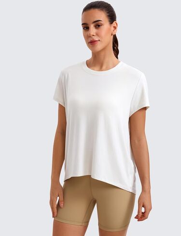 CRZ Yoga Short Sleeve Yoga Tops for Women Soft Lose Dressy Dismaly Flowy Crew Neck Stirt T-Shirt T-Shirt in Saudi Arabia