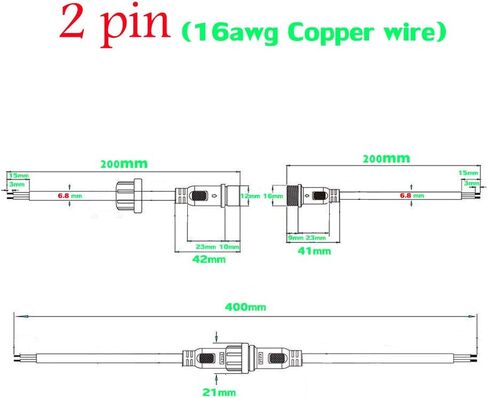 Waterproof Connector 2 Wire,16AWG 2Pin Male Female Plug LED Connector with IP65,20CM Extension Cable for Car,LED Strip Lights (5Pairs) in Saudi Arabia