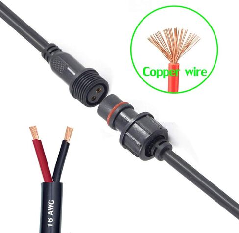 Waterproof Connector 2 Wire,16AWG 2Pin Male Female Plug LED Connector with IP65,20CM Extension Cable for Car,LED Strip Lights (5Pairs) in Saudi Arabia