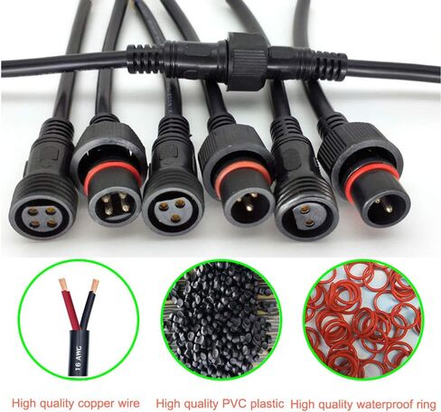 Waterproof Connector 2 Wire,16AWG 2Pin Male Female Plug LED Connector with IP65,20CM Extension Cable for Car,LED Strip Lights (5Pairs) in Saudi Arabia