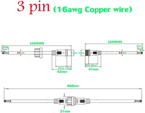 Waterproof Connector 2 Wire,16AWG 2Pin Male Female Plug LED Connector with IP65,20CM Extension Cable for Car,LED Strip Lights (5Pairs) in Saudi Arabia