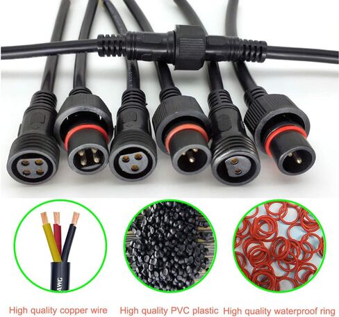 Waterproof Connector 2 Wire,16AWG 2Pin Male Female Plug LED Connector with IP65,20CM Extension Cable for Car,LED Strip Lights (5Pairs) in Saudi Arabia