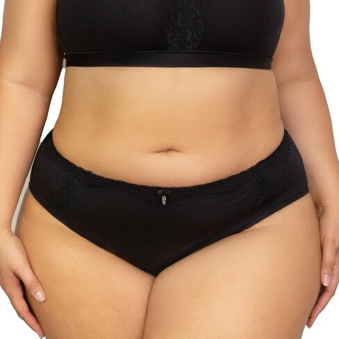 Curvy Couture Women's Plus Size Cotton Luxe & Lace Hipster in Saudi Arabia