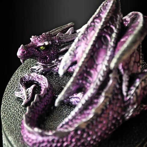 Dragon Statue Jewelry Box - Medieval Fantasy Myth with Cover Treasure Box, Dragon Statue Decoration Collection Gift Box (Purple) in Kuwait